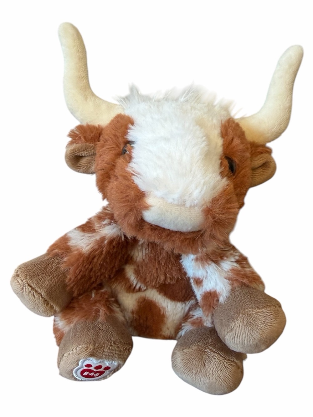 Build a Bear Mini Beans Longhorn Spotted Cow Plush 9" Beanbag Brown Bull BABW